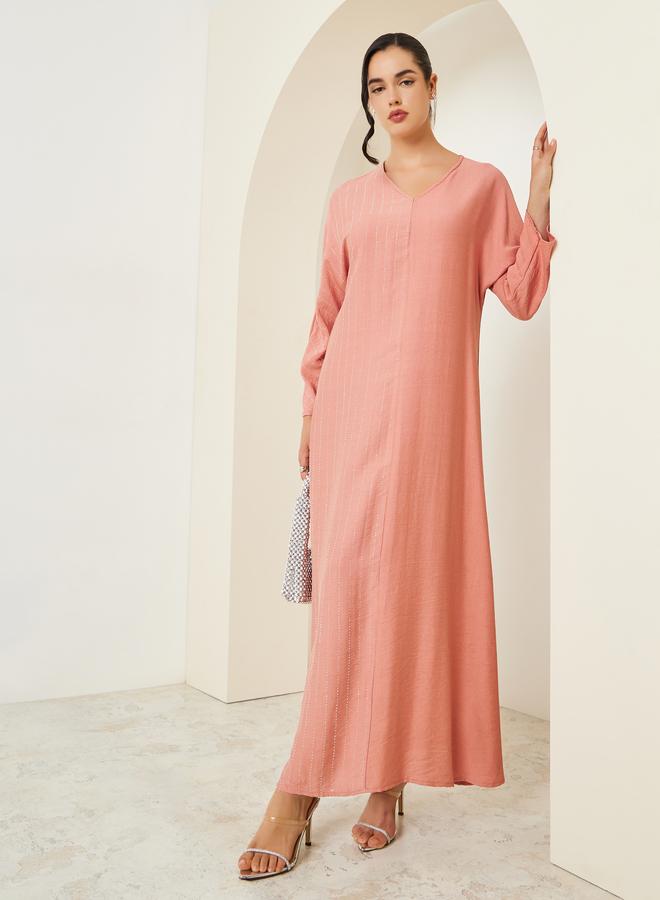 Amirah Women Peach Embellished A-Line Jalabiya - Image 2